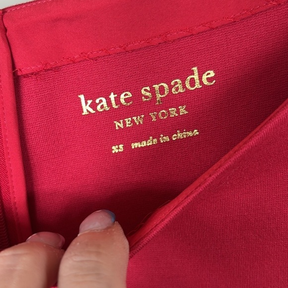 NWOT Kate Spade Red Mini Dress 3/4 Sleeves A-Line Minimalist Simple Elegant - Picture 5 of 15